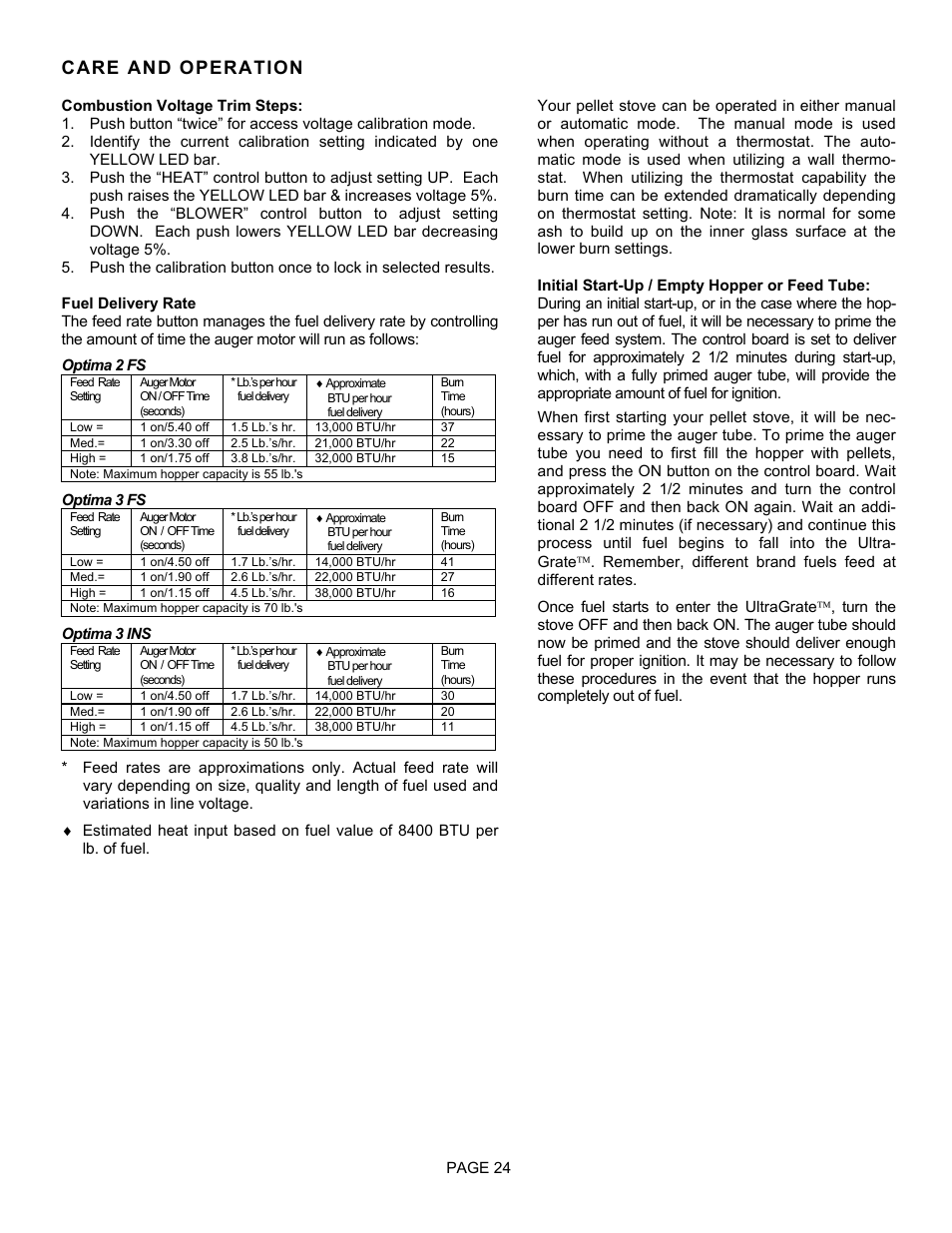 Care and operation | Lenoxx Electronics Optima 3 FS User Manual | Page 24 / 54