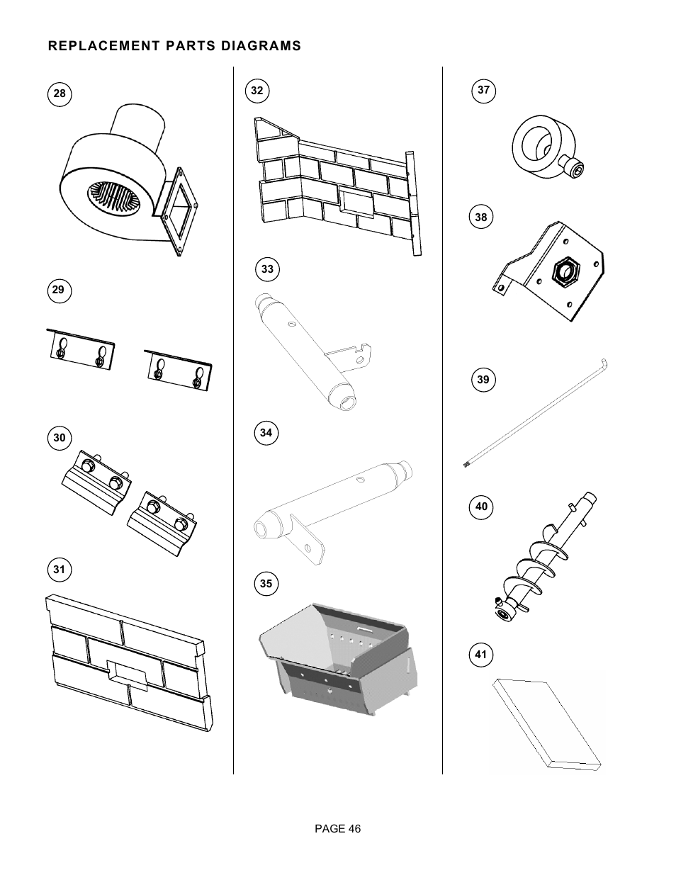 Replacement parts diagrams | Lenoxx Electronics Optima 3 FS User Manual | Page 46 / 54