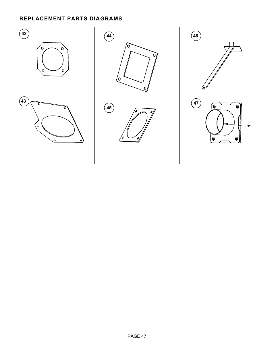 Replacement parts diagrams | Lenoxx Electronics Optima 3 FS User Manual | Page 47 / 54
