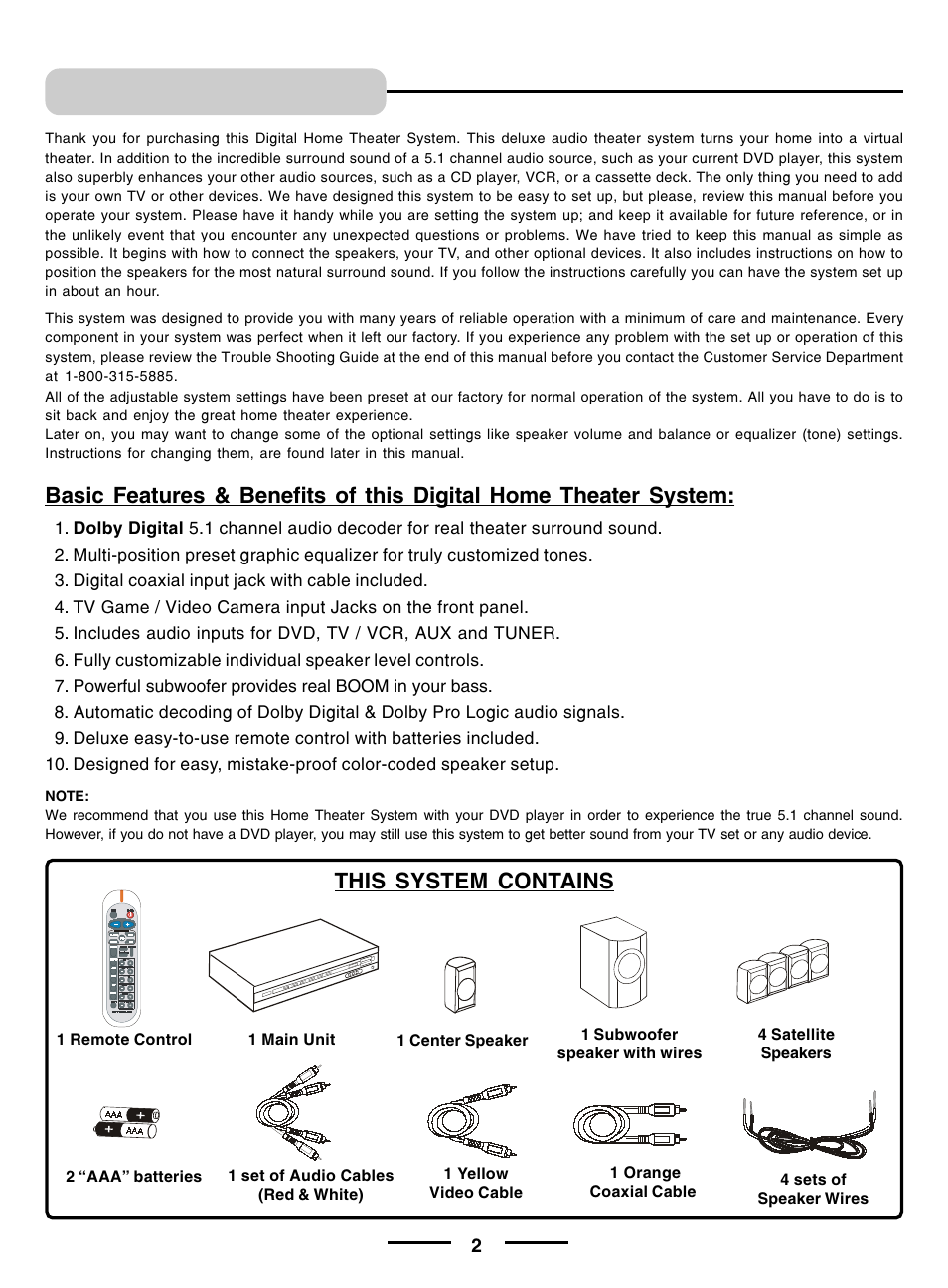 Introduction, This system contains | Lenoxx Electronics pmnHT-4OO User Manual | Page 3 / 27