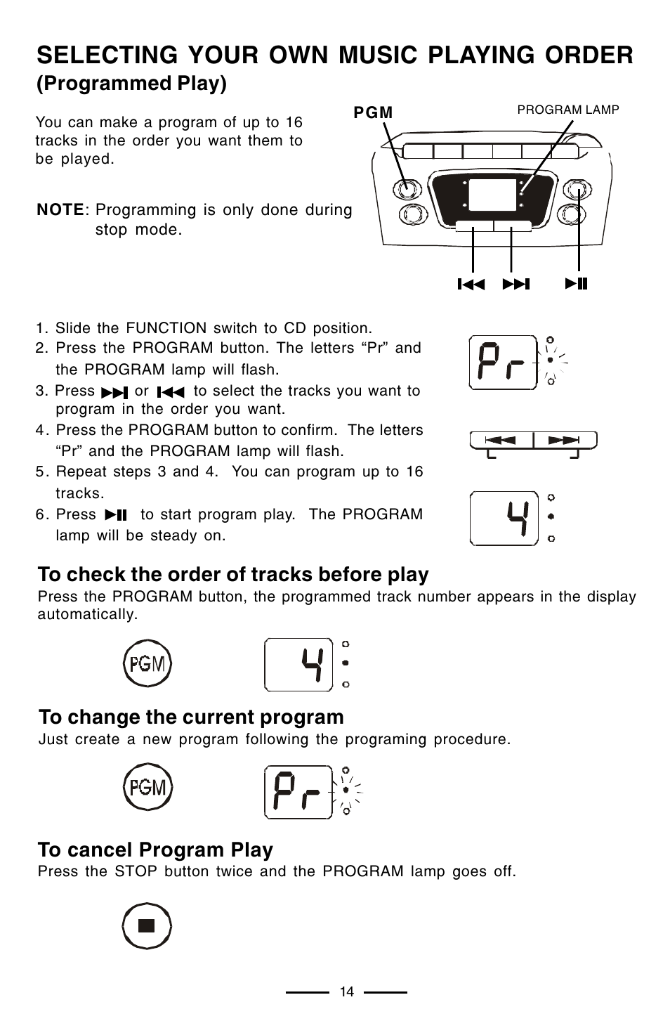 Selecting your own music playing order, Programmed play) | Lenoxx Electronics CD-102 User Manual | Page 15 / 20