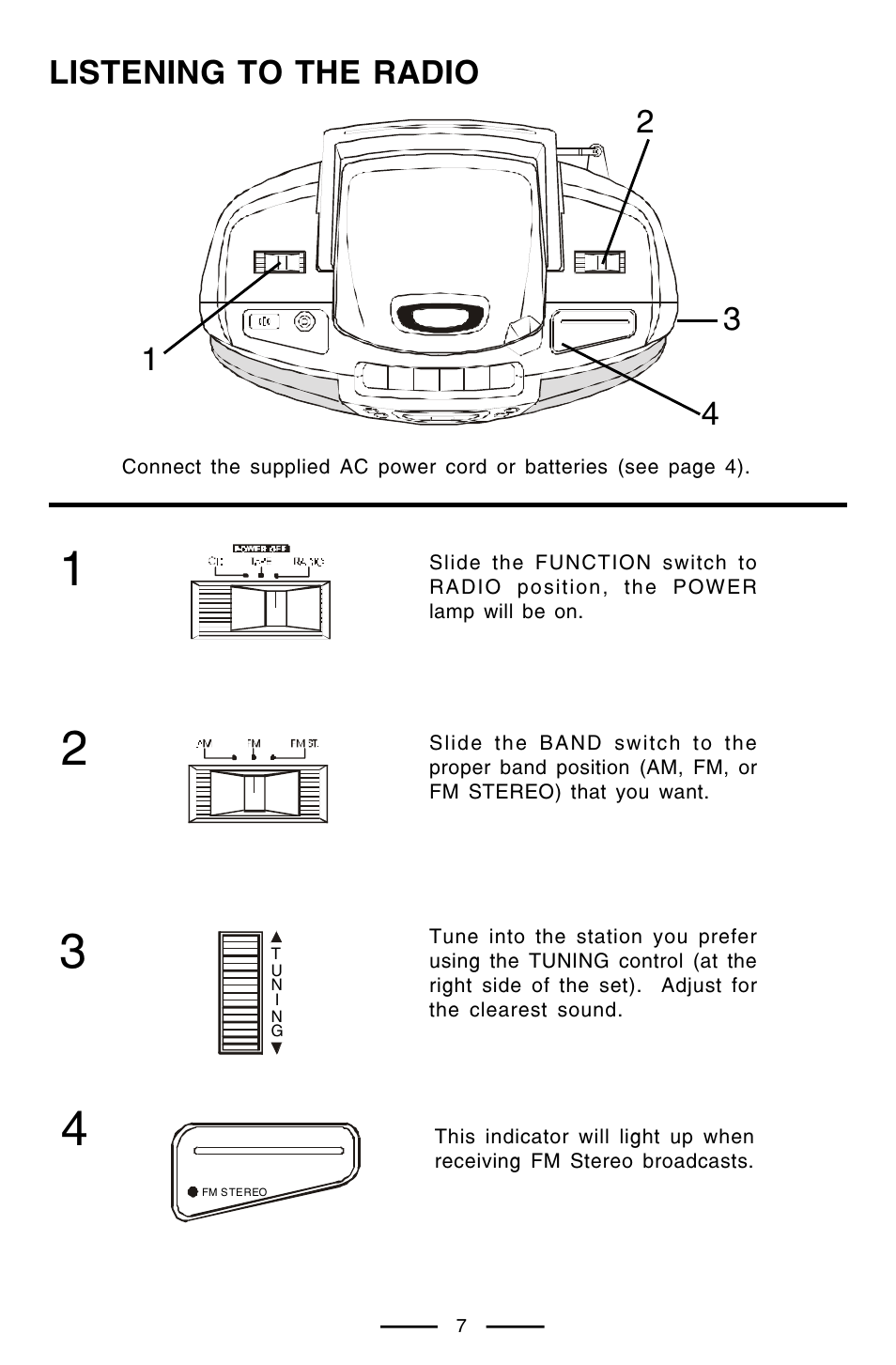 Listening to the radio | Lenoxx Electronics CD-102 User Manual | Page 8 / 20