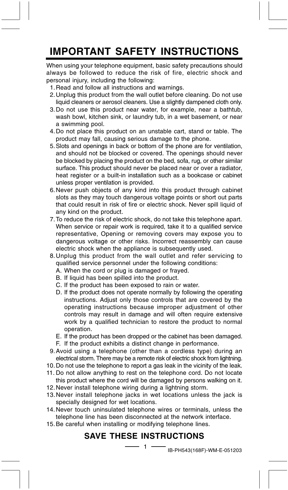 Important safety instructions, Save these instructions | Lenoxx Electronics PH-543 User Manual | Page 3 / 18