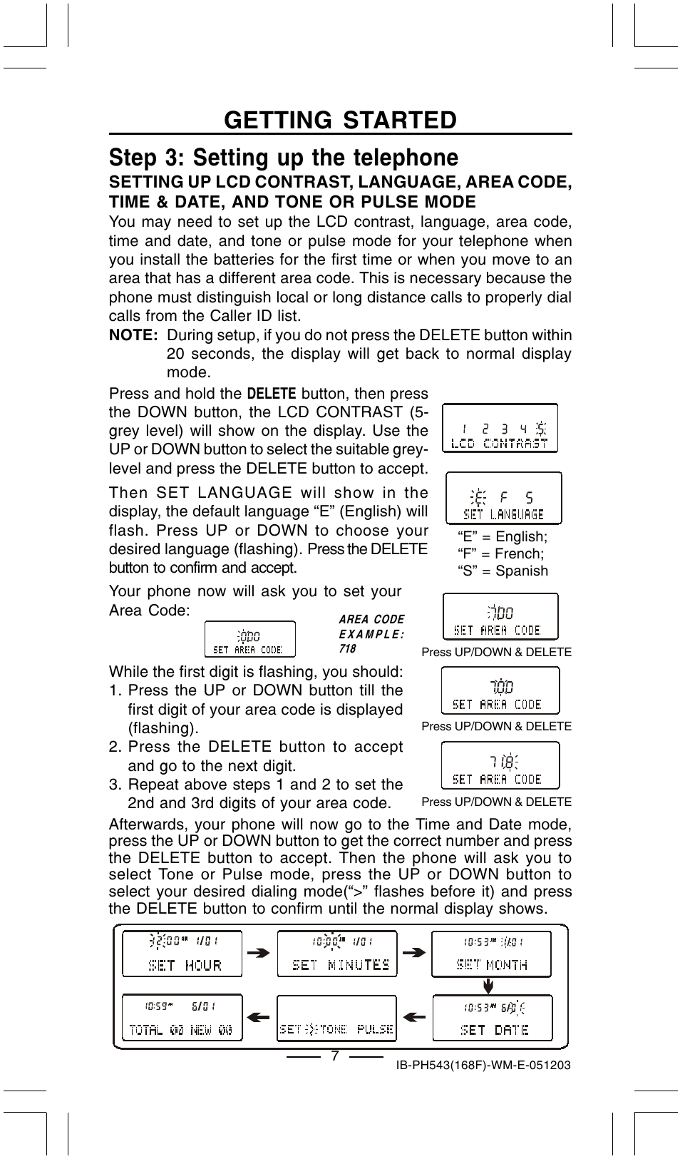 Step 3: setting up the telephone, Getting started | Lenoxx Electronics PH-543 User Manual | Page 9 / 18