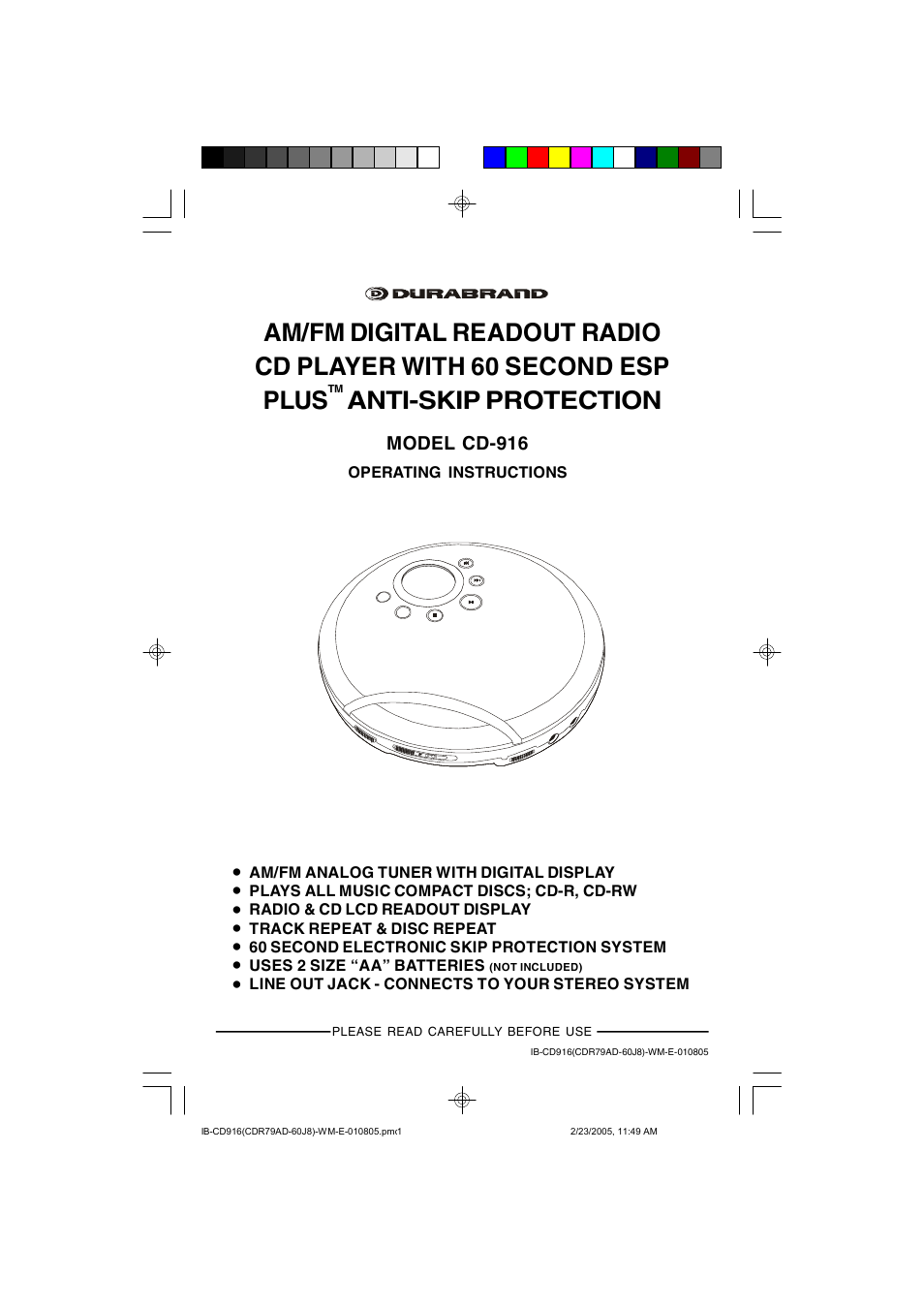 Lenoxx Electronics CD-916 User Manual | 15 pages