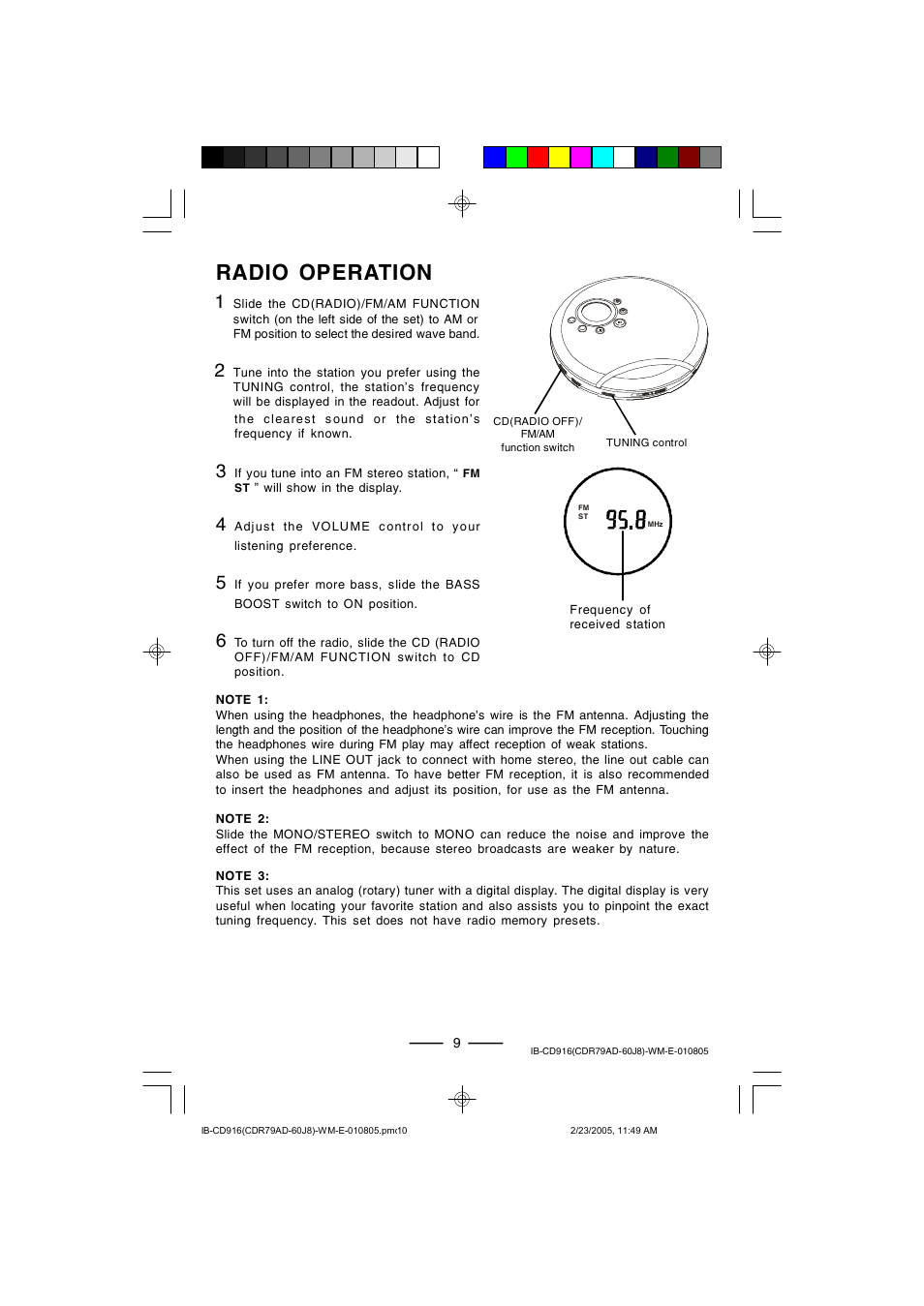 Radio operation | Lenoxx Electronics CD-916 User Manual | Page 10 / 15