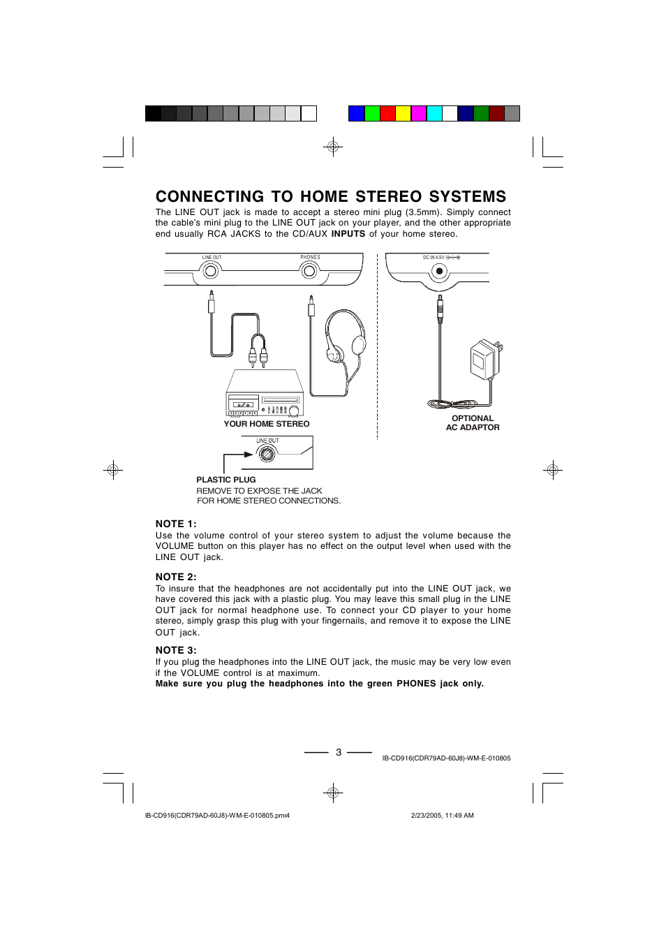 Connecting to home stereo systems | Lenoxx Electronics CD-916 User Manual | Page 4 / 15