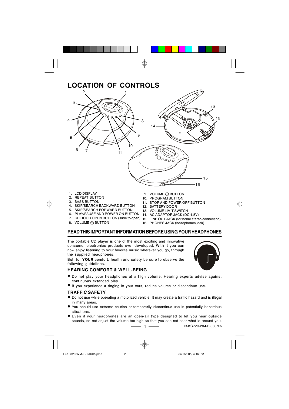 Location of controls | Lenoxx Electronics KC-720 User Manual | Page 2 / 14