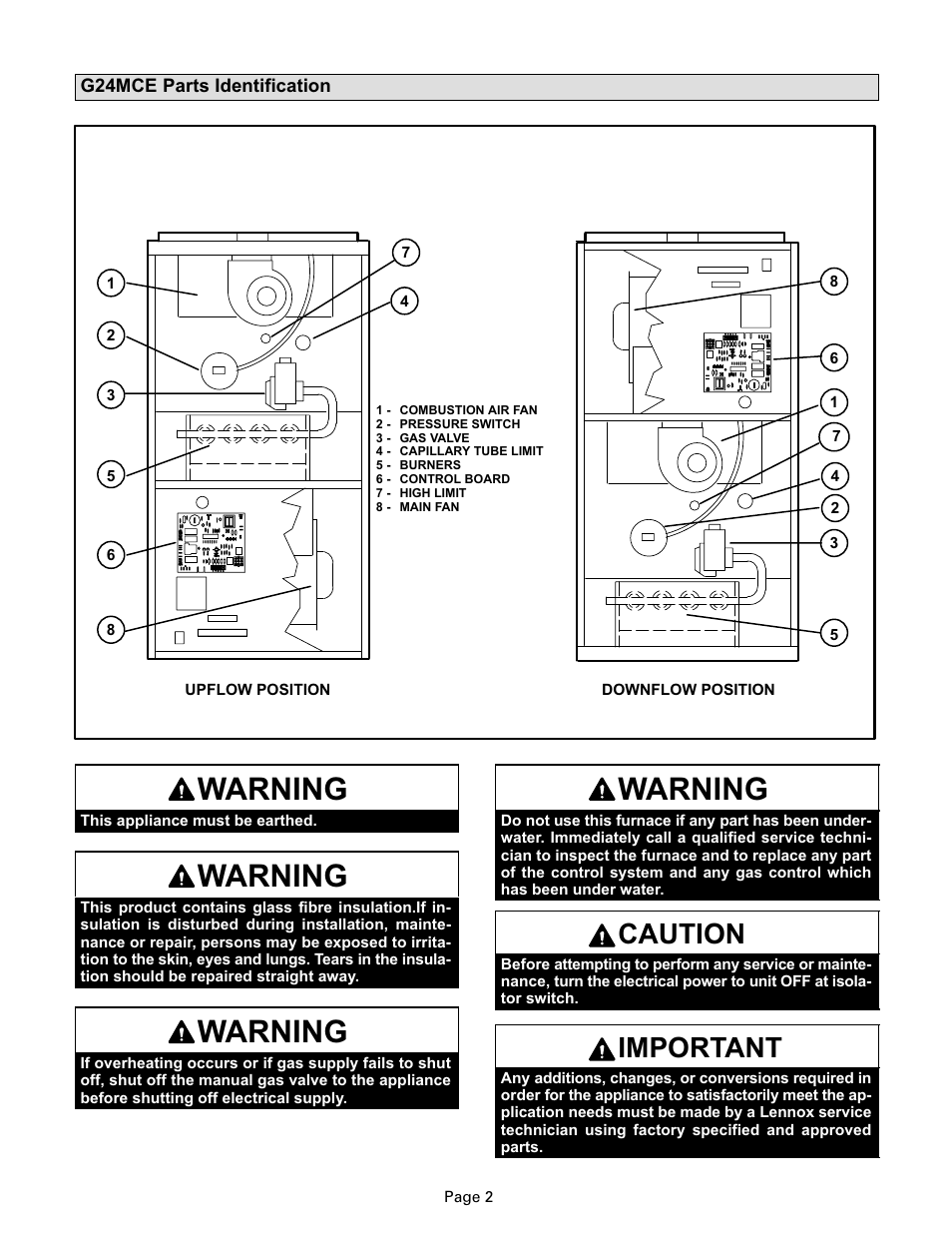 Warning, Caution, Important | Lenoxx Electronics G24MCE User Manual | Page 2 / 6