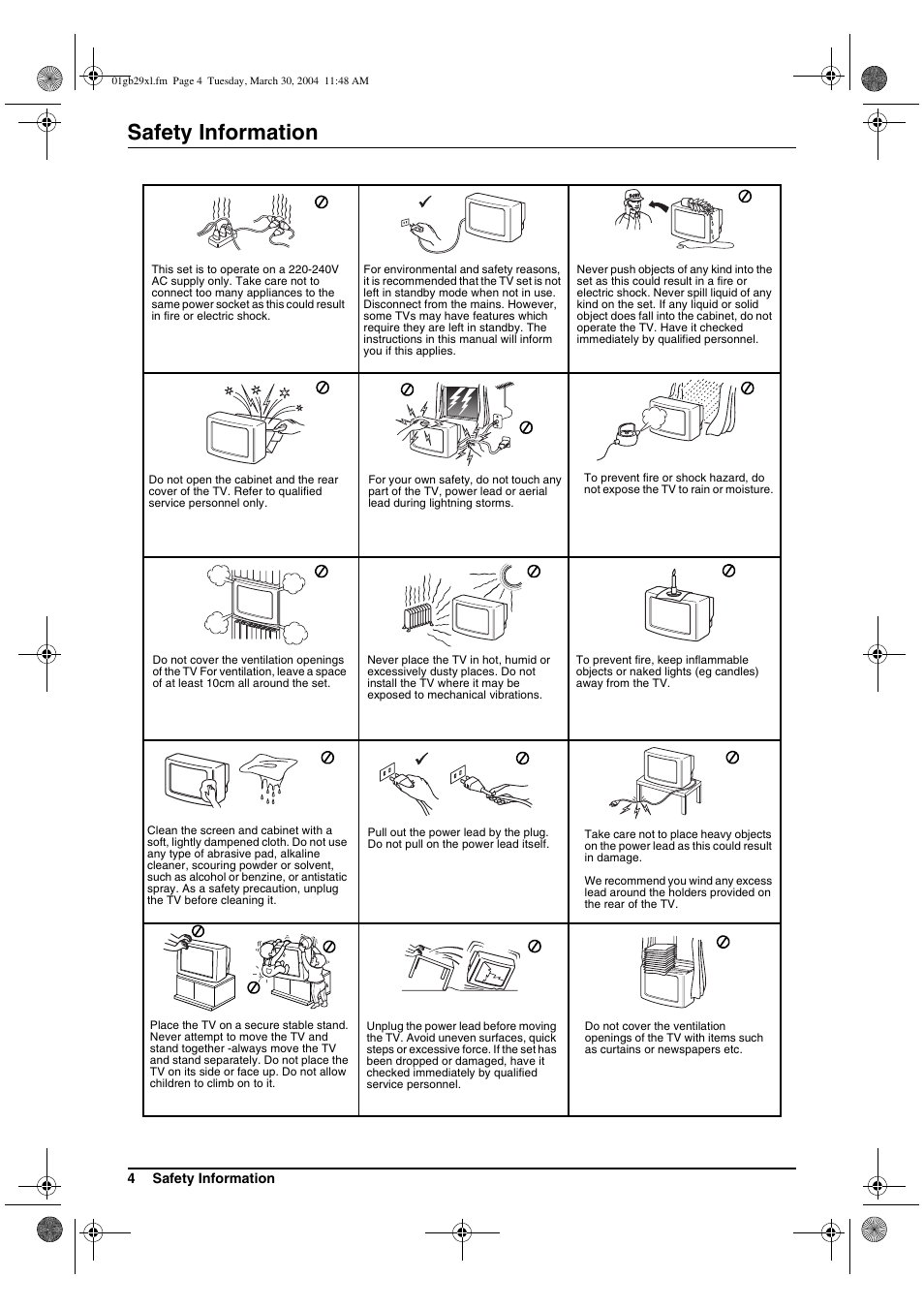 Safety information | Sony KV-29XL71K User Manual | Page 4 / 124