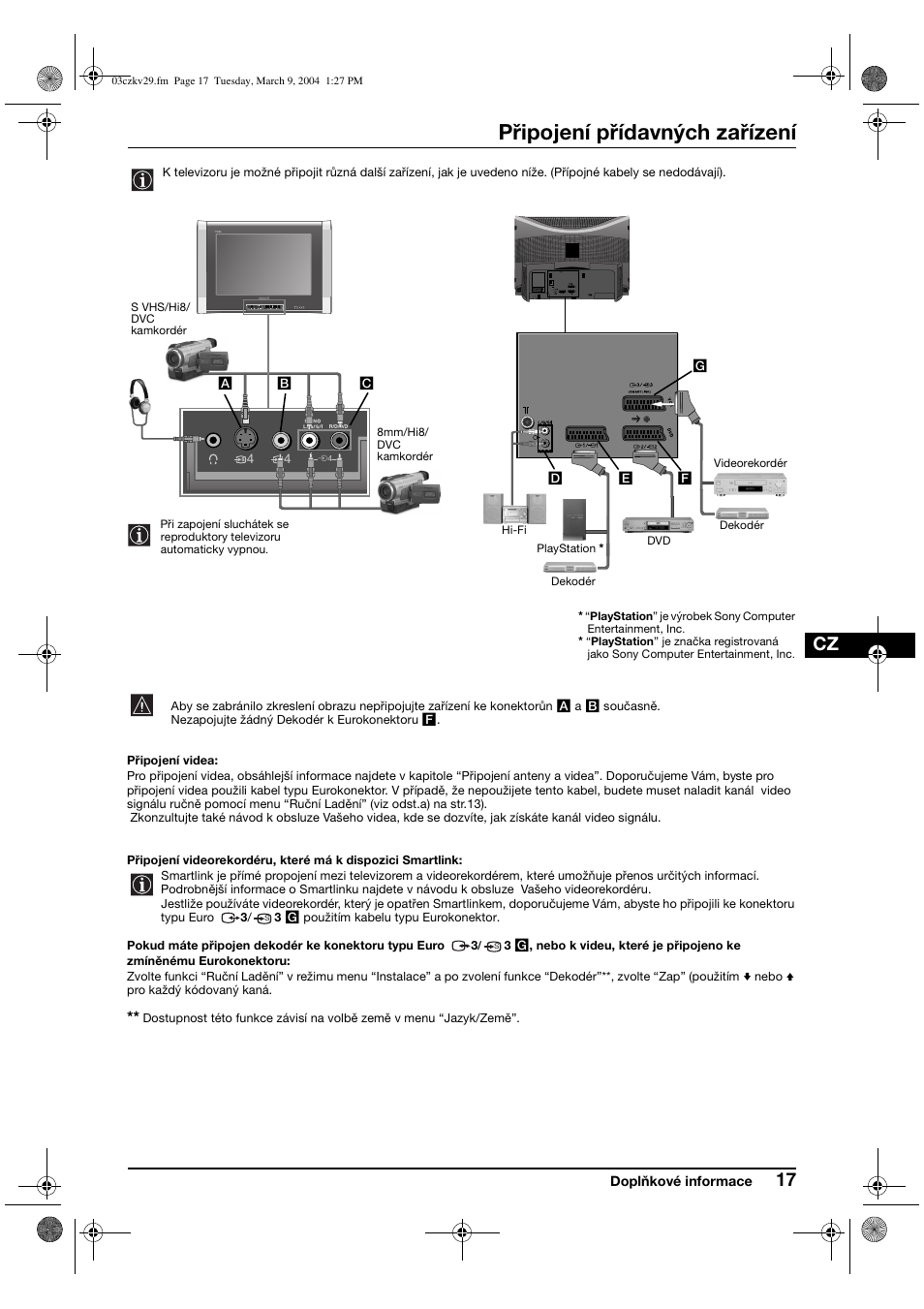 Připojení přídavných zařízení | Sony KV-29XL71K User Manual | Page 57 / 124