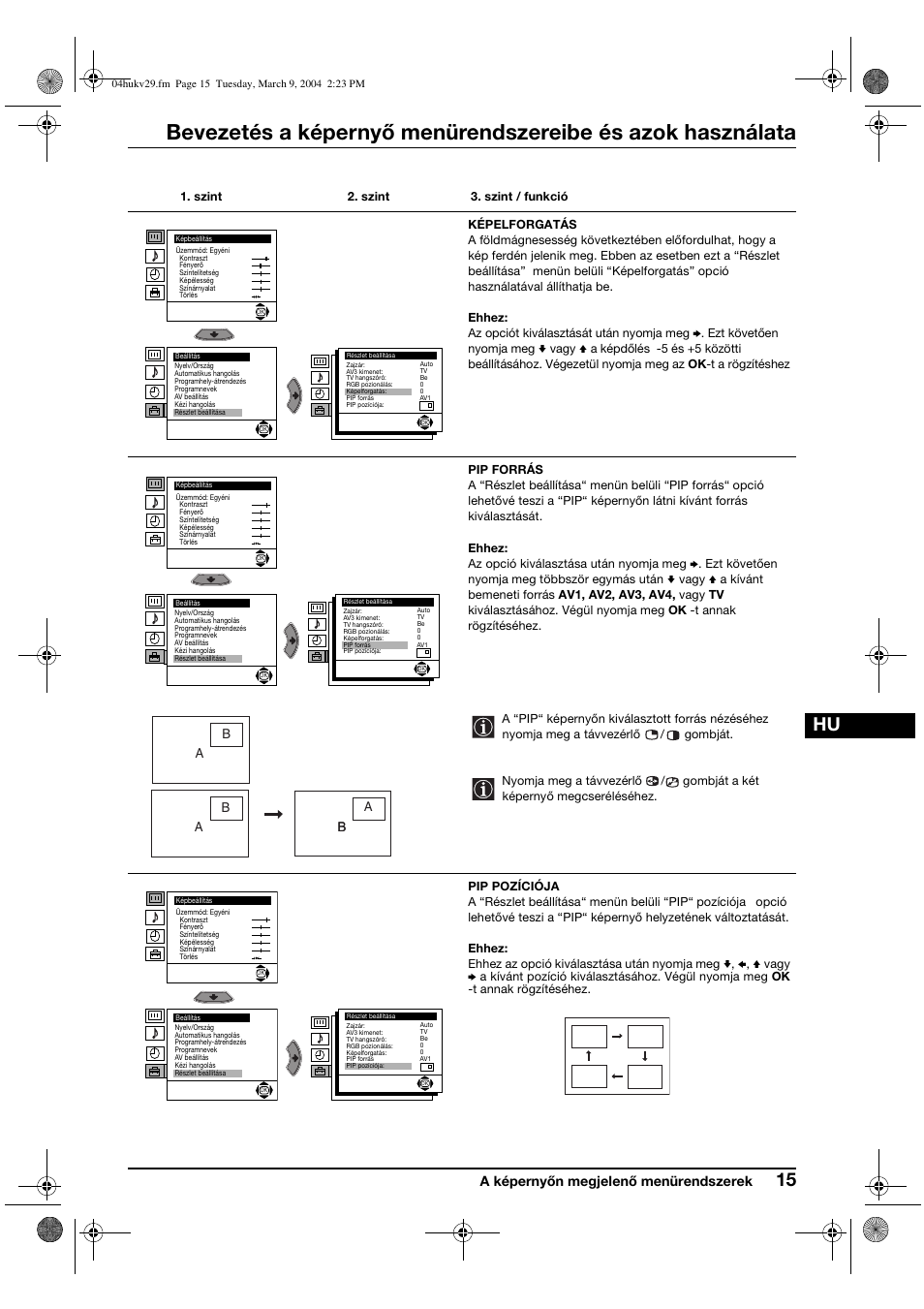 A képernyőn megjelenő menürendszerek | Sony KV-29XL71K User Manual | Page 75 / 124