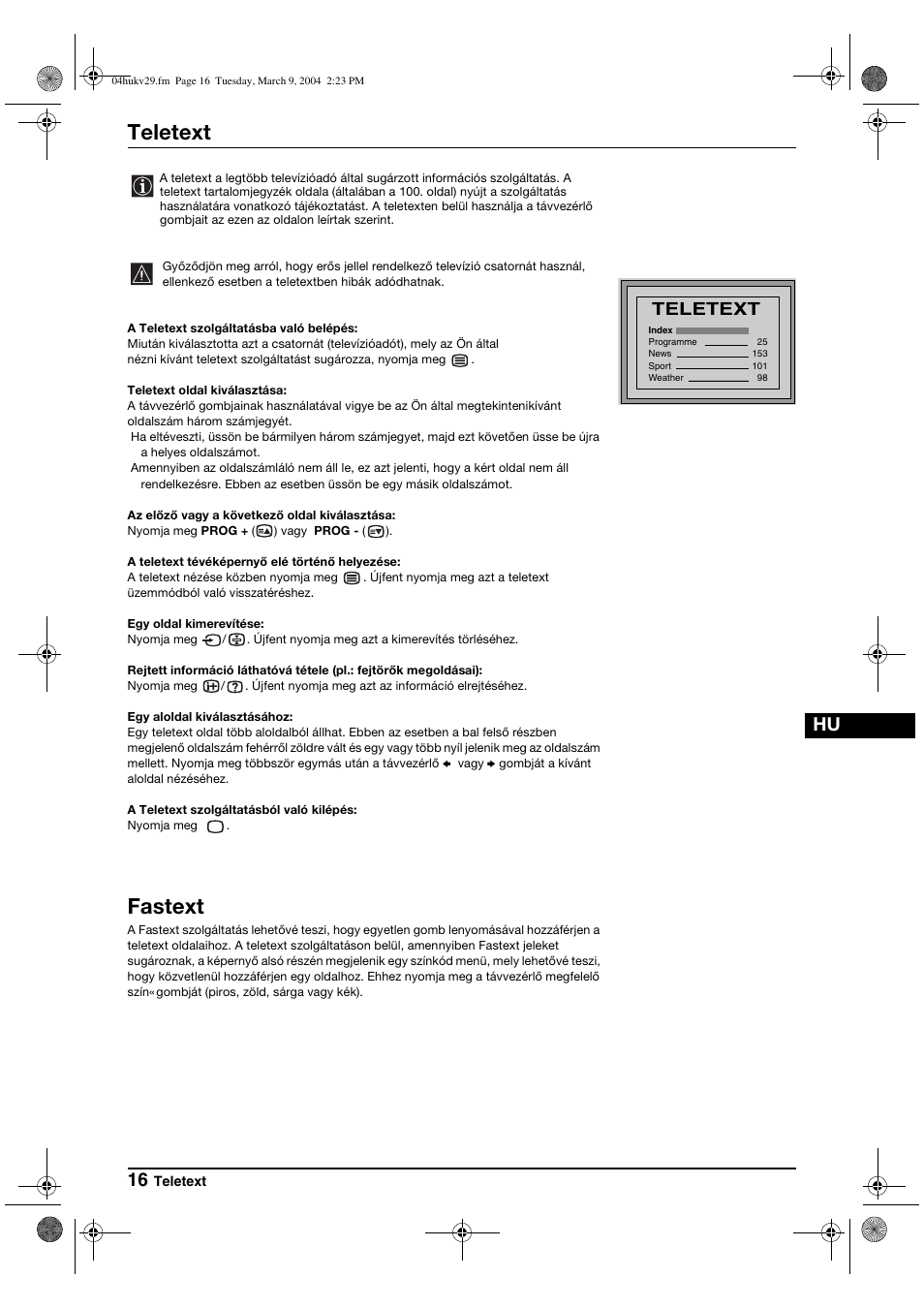 Teletext, Fastext | Sony KV-29XL71K User Manual | Page 76 / 124