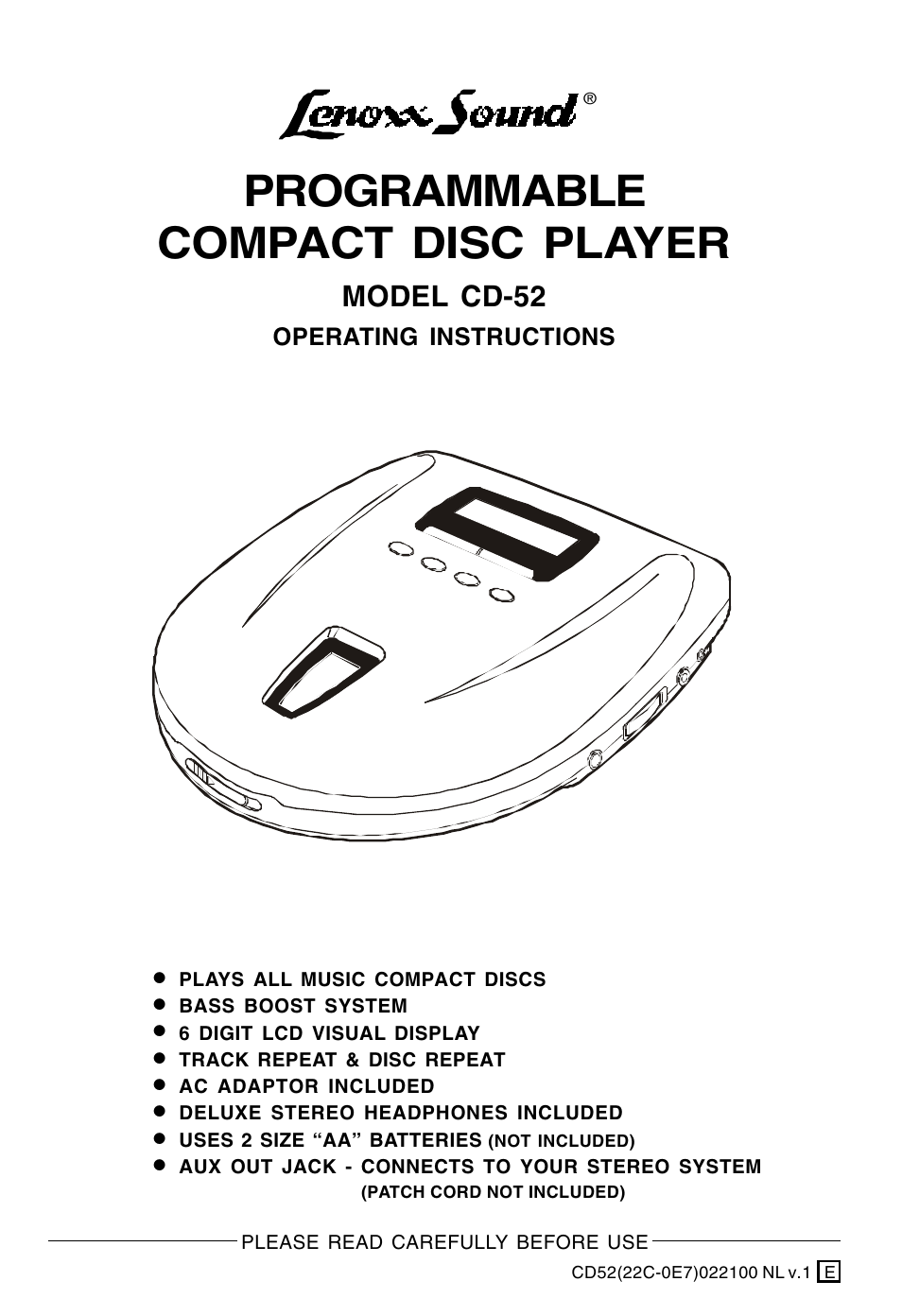 Lenoxx Electronics CD-52 User Manual | 14 pages