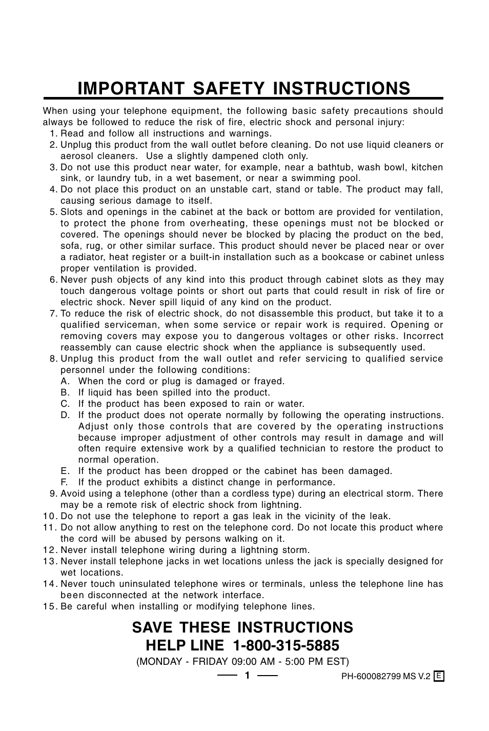 Important safety instructions | Lenoxx Electronics PH-600 User Manual | Page 2 / 6