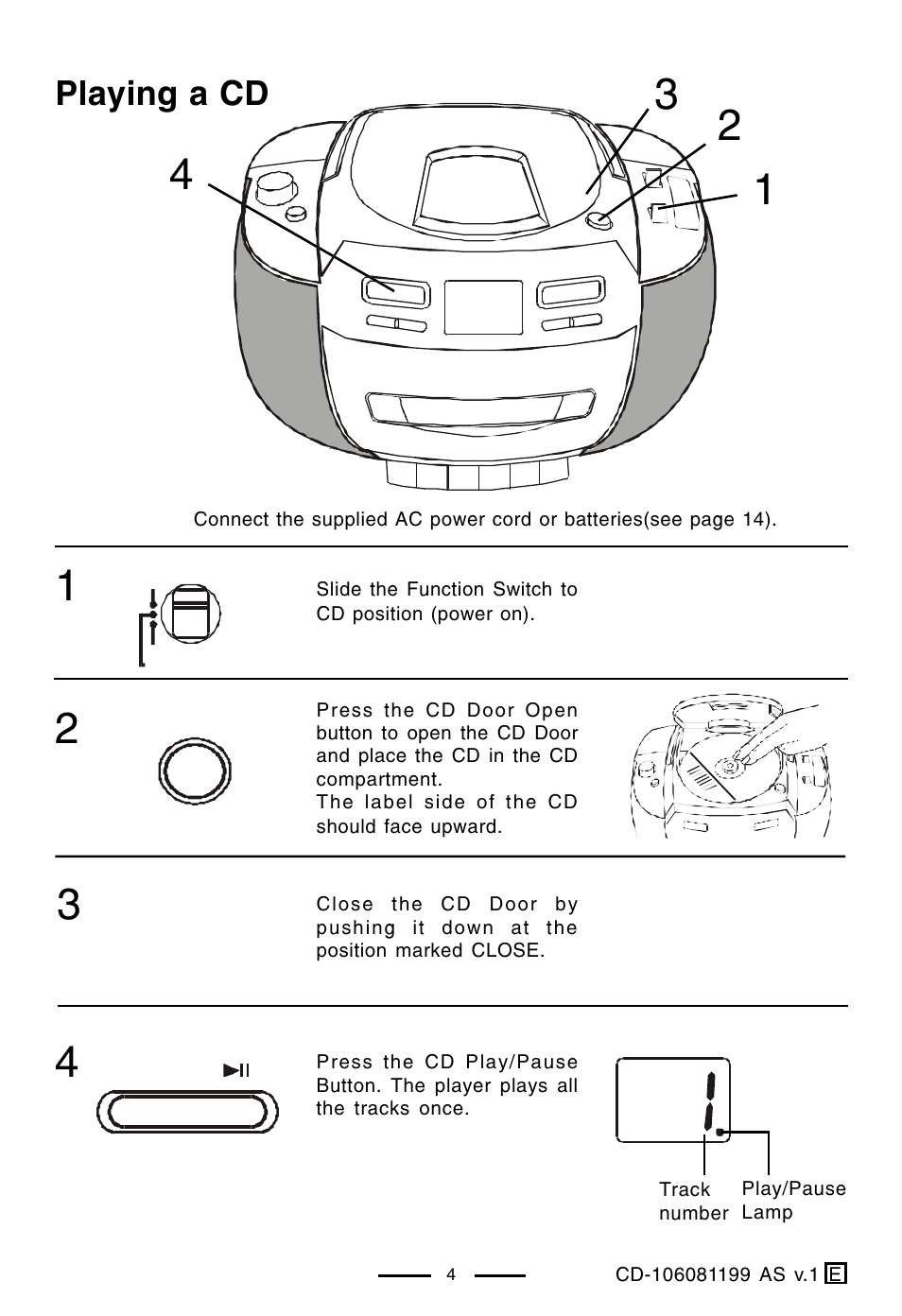 Playing a cd | Lenoxx Electronics CD-106 User Manual | Page 5 / 20