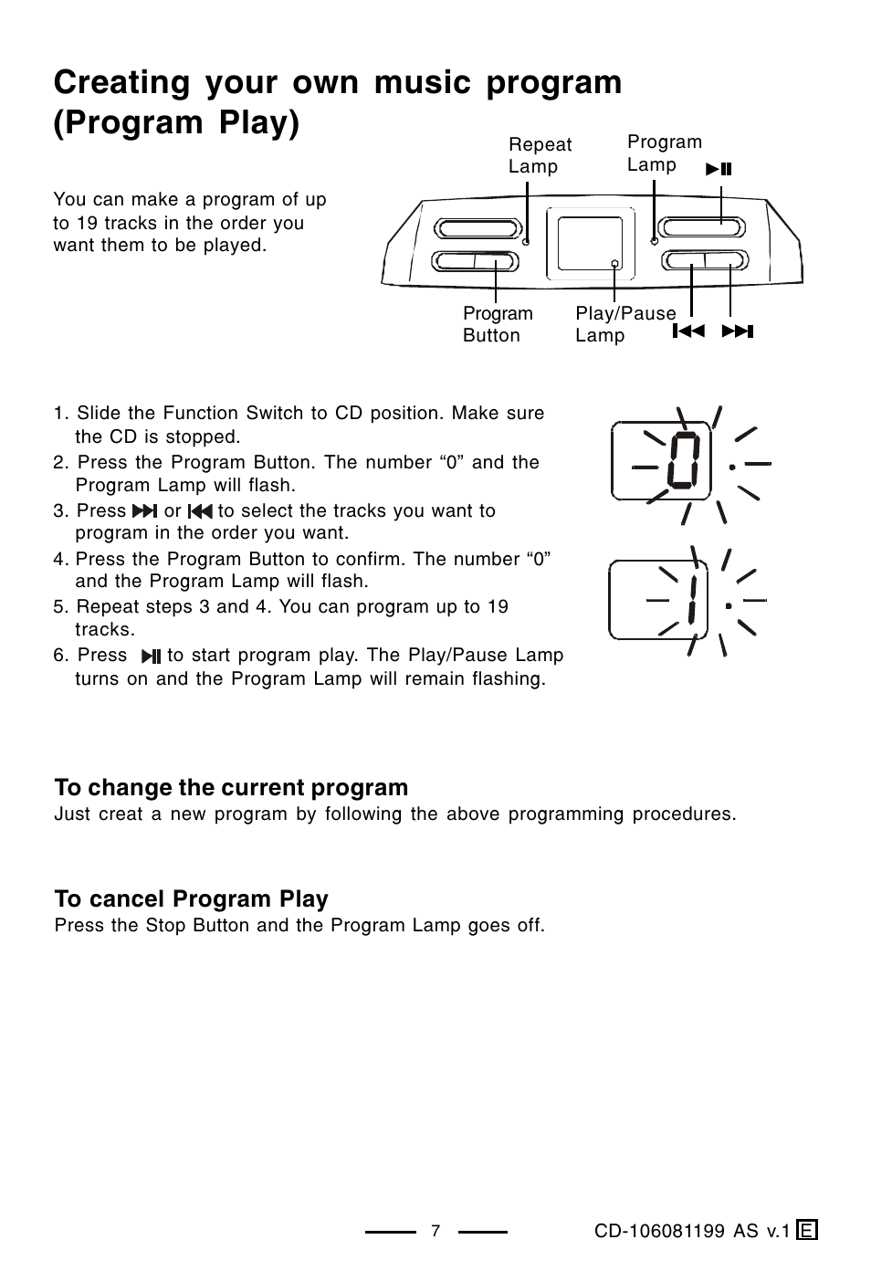 Creating your own music program (program play) | Lenoxx Electronics CD-106 User Manual | Page 8 / 20