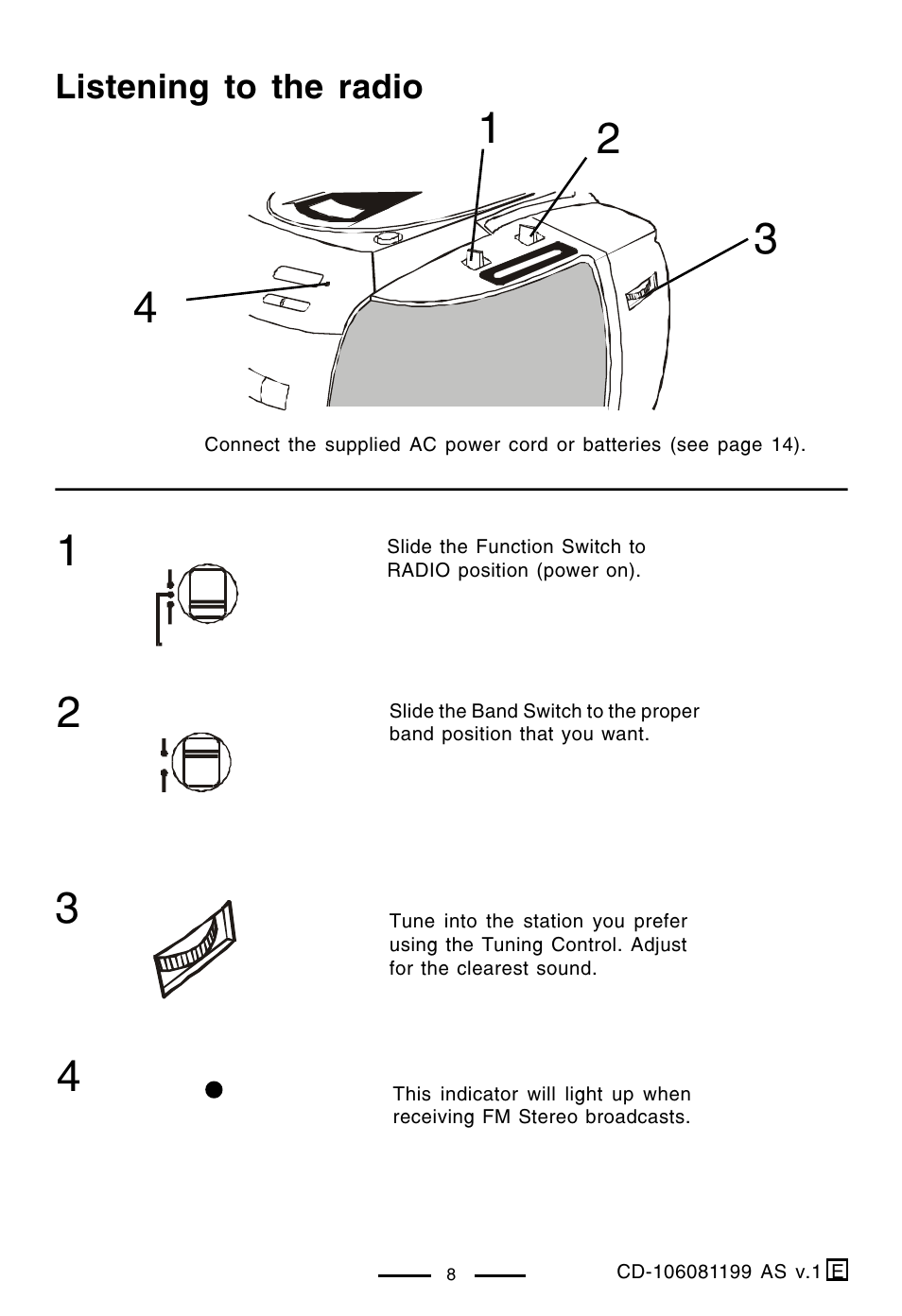 Listening to the radio | Lenoxx Electronics CD-106 User Manual | Page 9 / 20