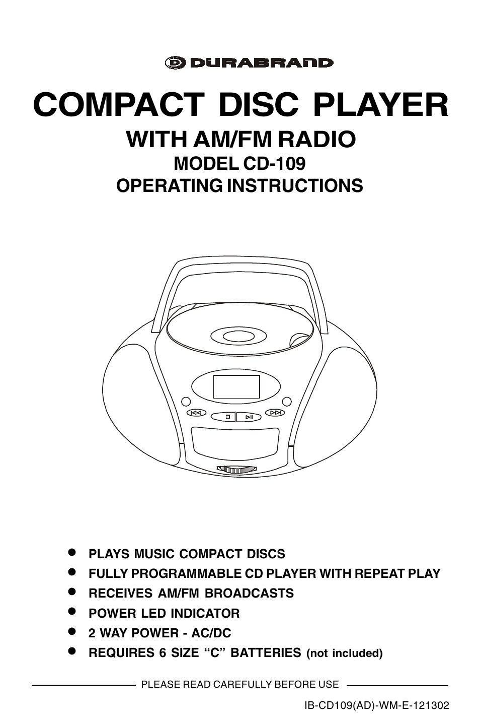 Lenoxx Electronics CD109 User Manual | 15 pages