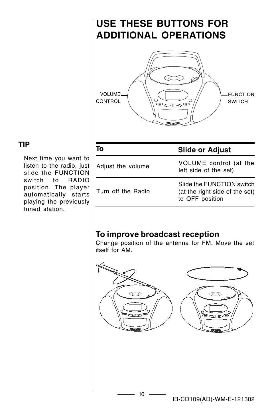 Use these buttons for additional operations | Lenoxx Electronics CD109 User Manual | Page 11 / 15