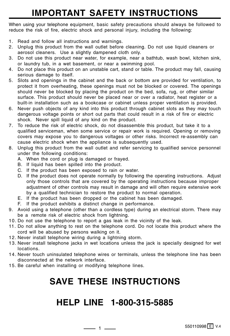 Important safety instructions | Lenoxx Electronics PH-550 User Manual | Page 3 / 7