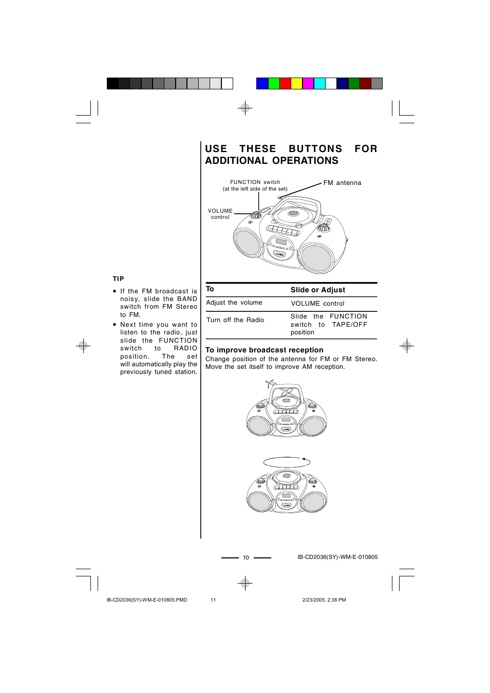 Use these buttons for additional operations | Lenoxx Electronics CD-2036 User Manual | Page 11 / 18