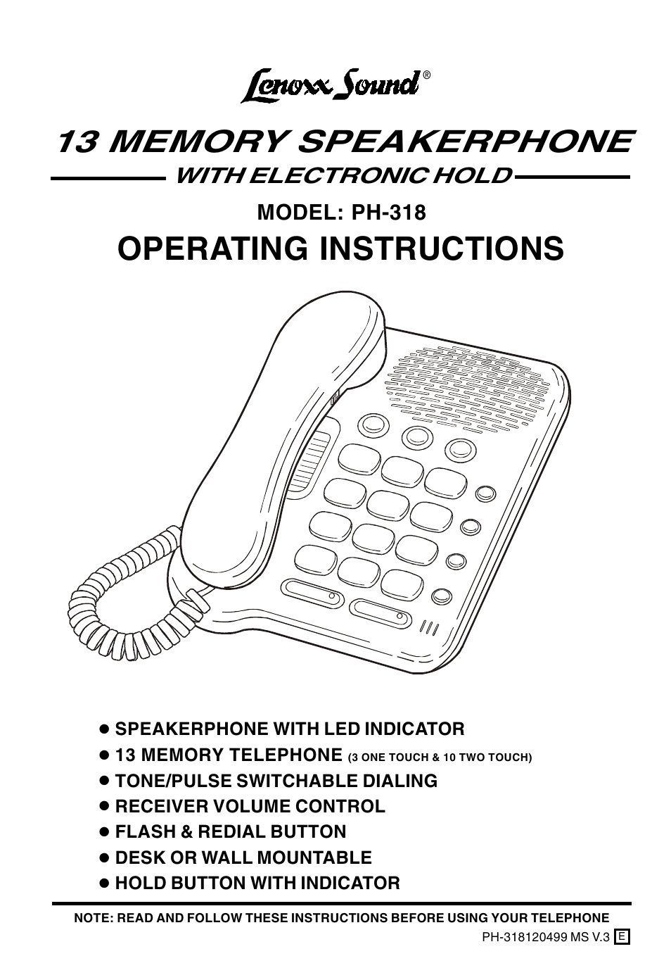 Lenoxx Electronics PH-318 User Manual | 13 pages