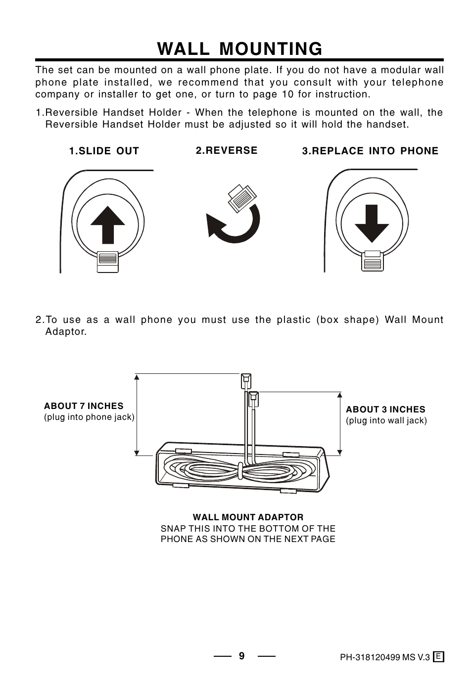 Wall mounting | Lenoxx Electronics PH-318 User Manual | Page 10 / 13