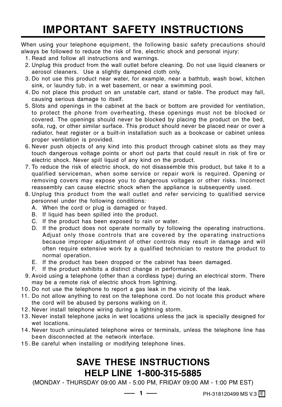 Important safety instructions | Lenoxx Electronics PH-318 User Manual | Page 2 / 13