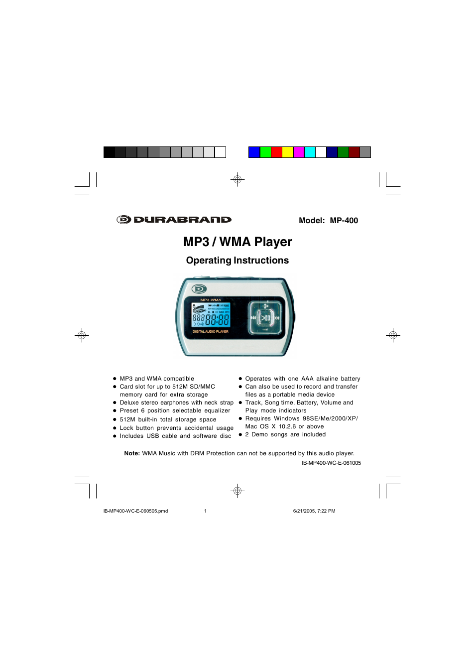 Lenoxx Electronics MP-400 User Manual | 30 pages