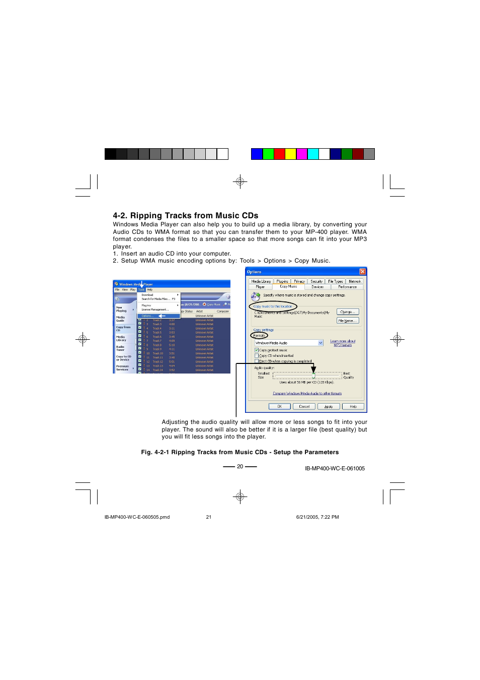 2. ripping tracks from music cds | Lenoxx Electronics MP-400 User Manual | Page 21 / 30