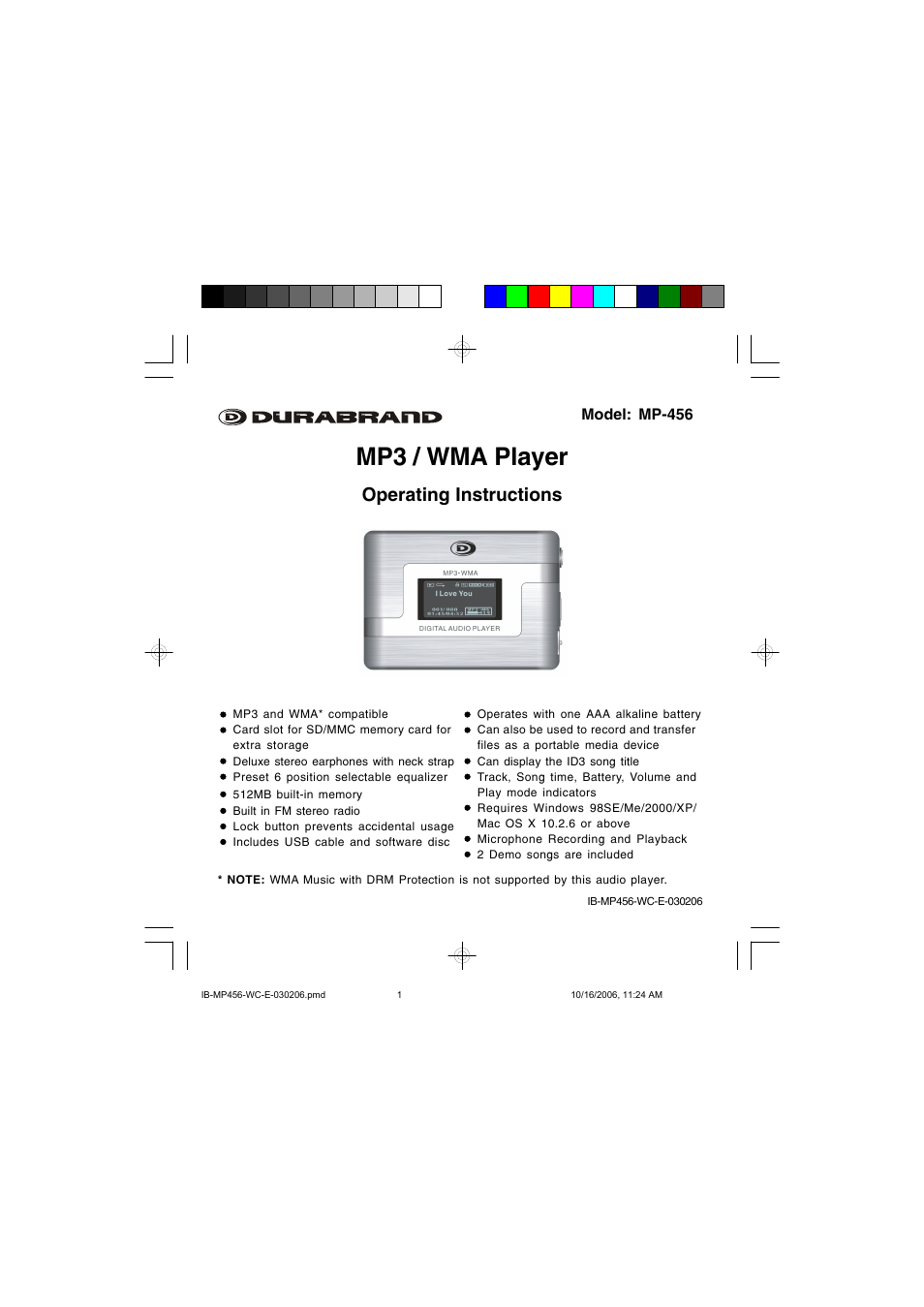 Lenoxx Electronics MP-456 User Manual | 37 pages