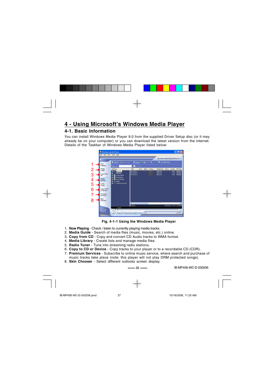 4 - using microsoft’s windows media player | Lenoxx Electronics MP-456 User Manual | Page 27 / 37