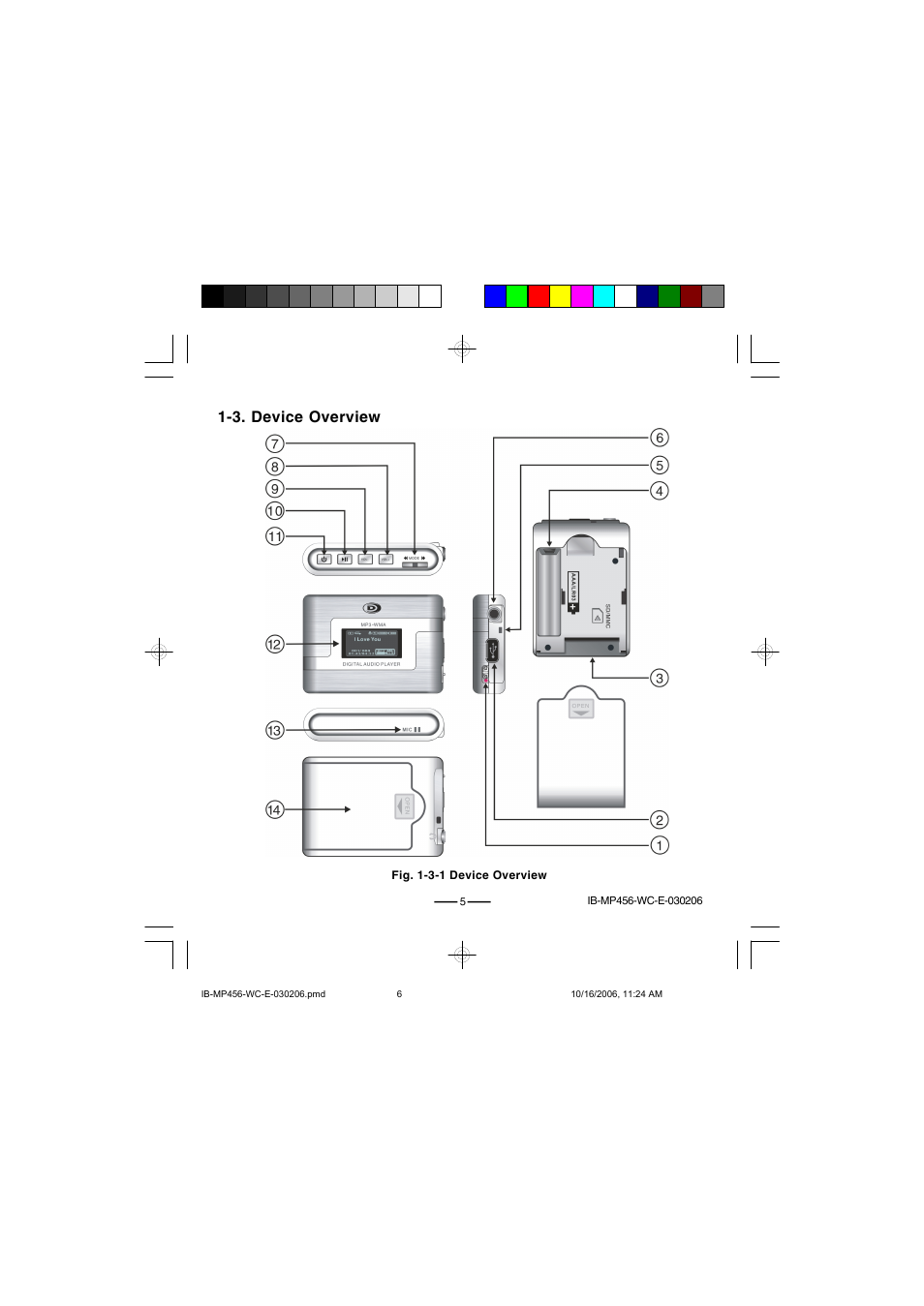 3. device overview | Lenoxx Electronics MP-456 User Manual | Page 6 / 37