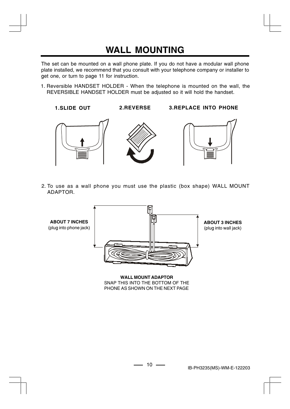 Wall mounting | Lenoxx Electronics PH-3235 User Manual | Page 11 / 14