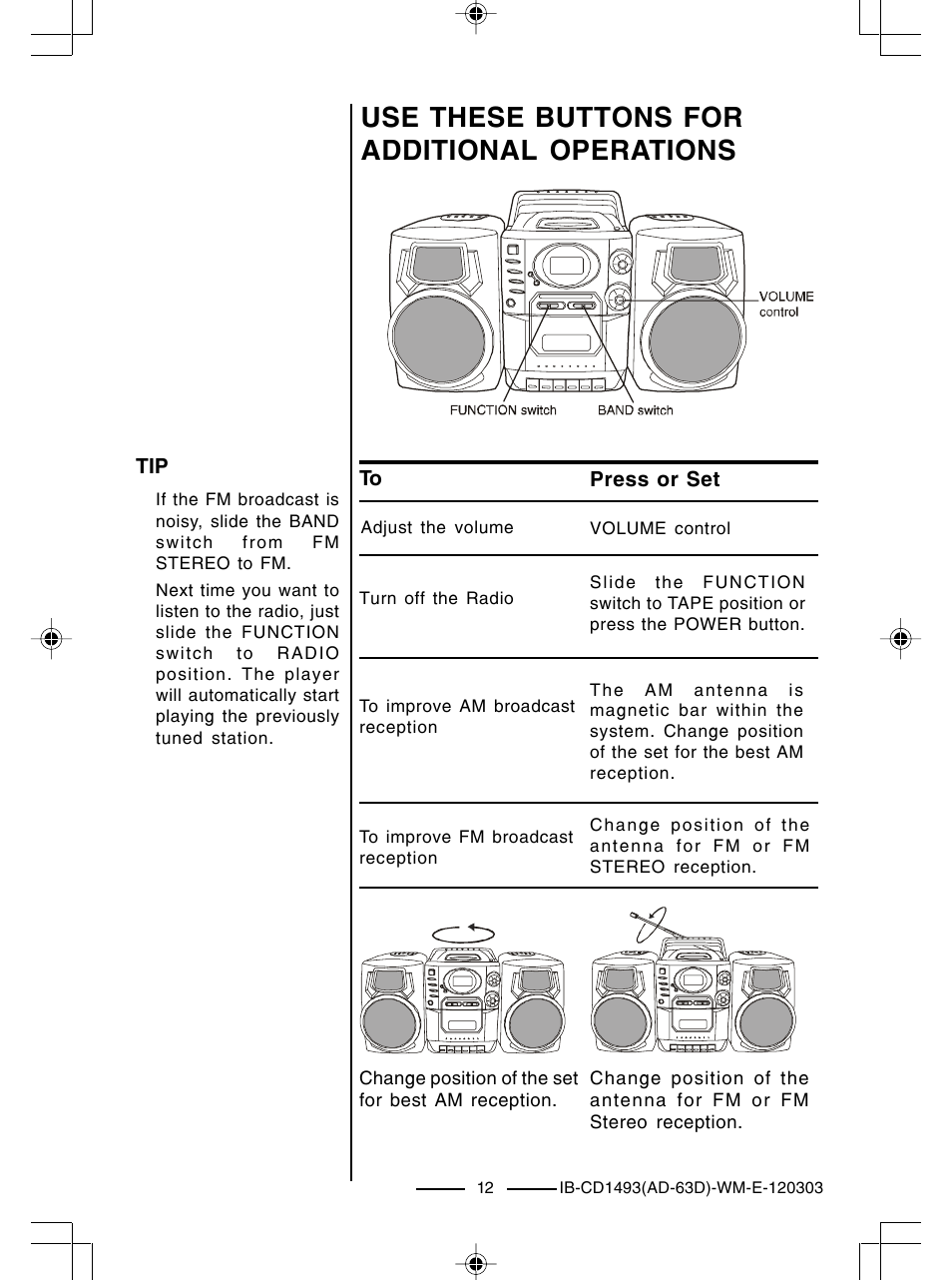 Use these buttons for additional operations | Lenoxx Electronics CD-1493 User Manual | Page 13 / 21