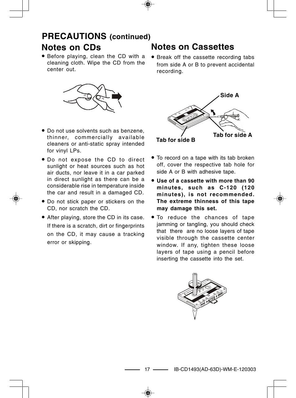Precautions | Lenoxx Electronics CD-1493 User Manual | Page 18 / 21