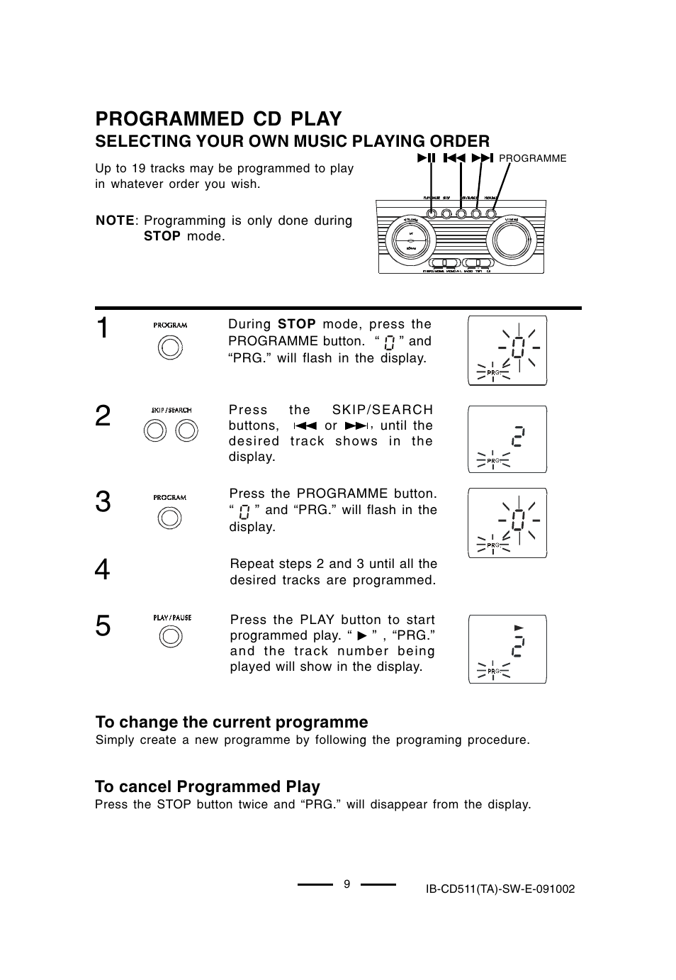 Programmed cd play | Lenoxx Electronics CD-511 User Manual | Page 10 / 24