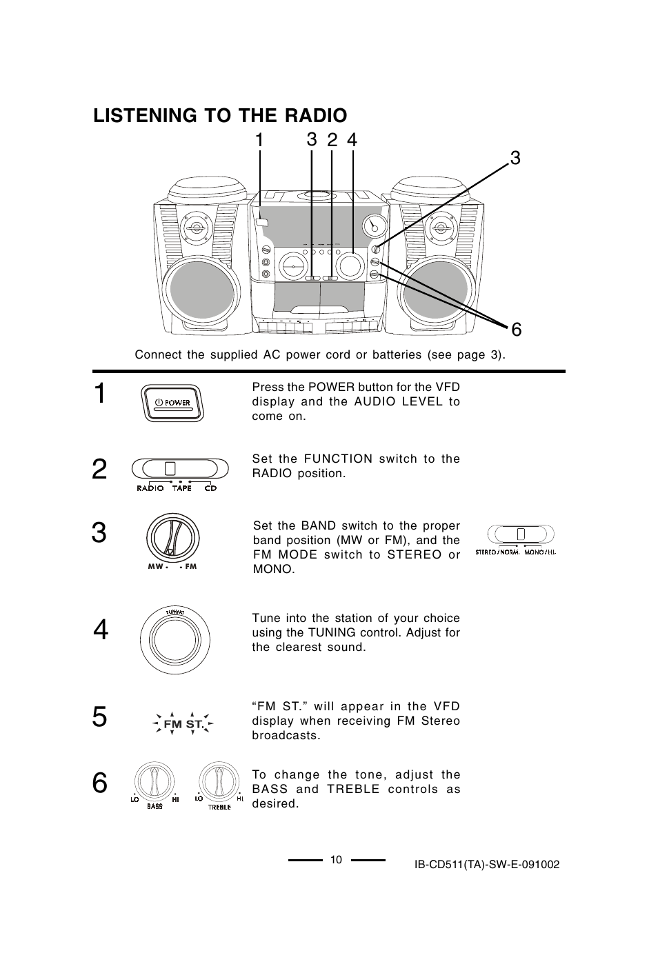 Listening to the radio | Lenoxx Electronics CD-511 User Manual | Page 11 / 24