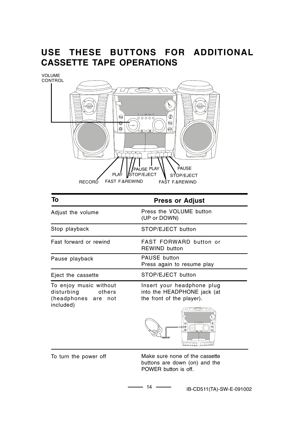 Press or adjust | Lenoxx Electronics CD-511 User Manual | Page 15 / 24