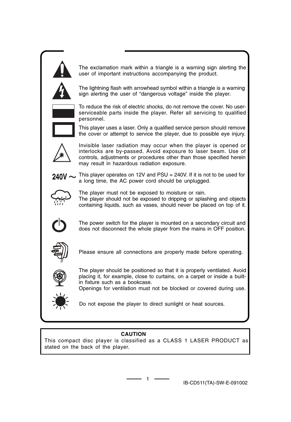 Warnings | Lenoxx Electronics CD-511 User Manual | Page 2 / 24