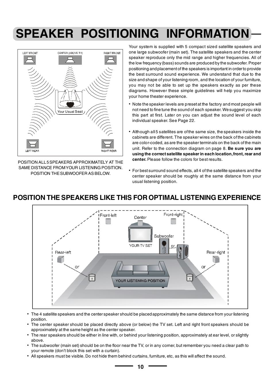 Speaker positioning information | Lenoxx Electronics HT-391 User Manual | Page 11 / 26