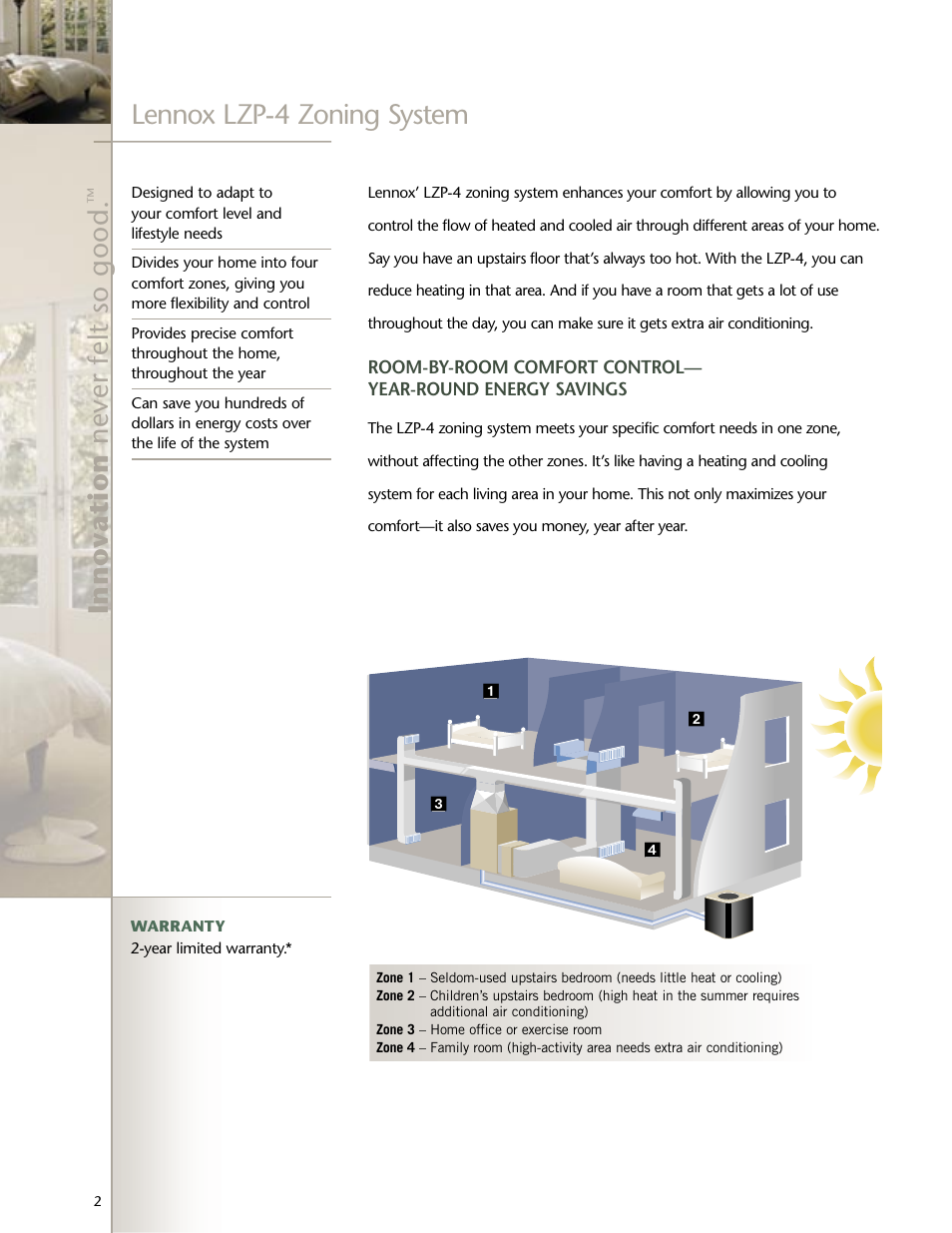 Lennox lzp-4 zoning system | Lenoxx Electronics Zoning System LZP-4 User Manual | Page 2 / 4
