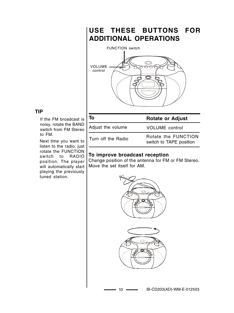 Use these buttons for additional operations | Lenoxx Electronics CD203 User Manual | Page 11 / 19