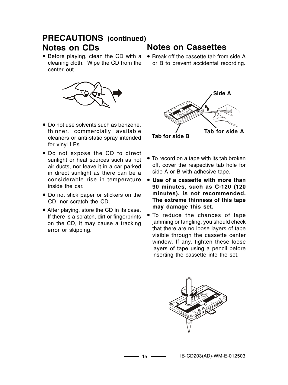 Precautions | Lenoxx Electronics CD203 User Manual | Page 16 / 19