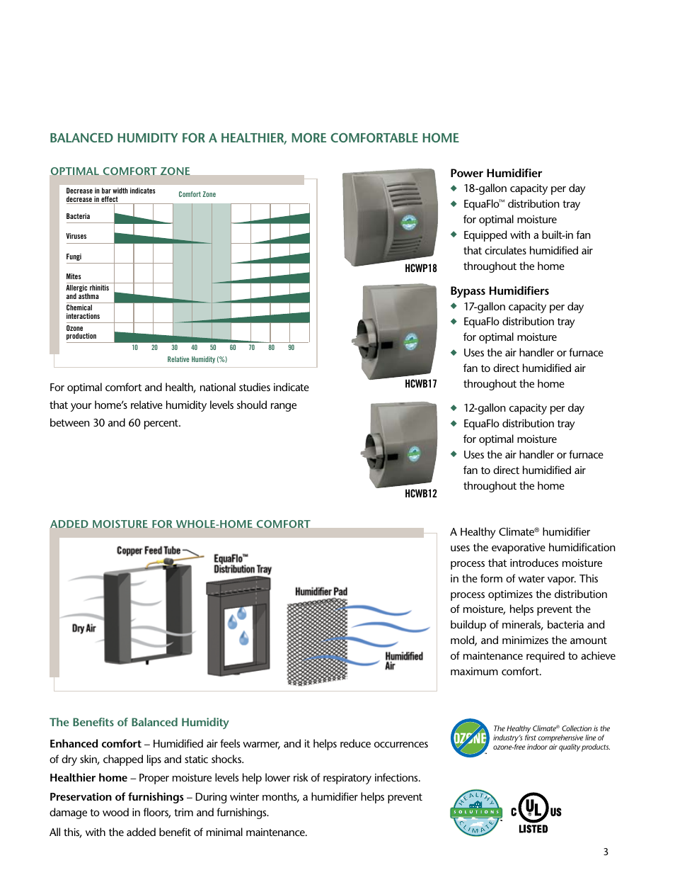 Power humidifier, Bypass humidifiers, The benefits of balanced humidity | Lenoxx Electronics Whole-Home Humidifiers User Manual | Page 3 / 4