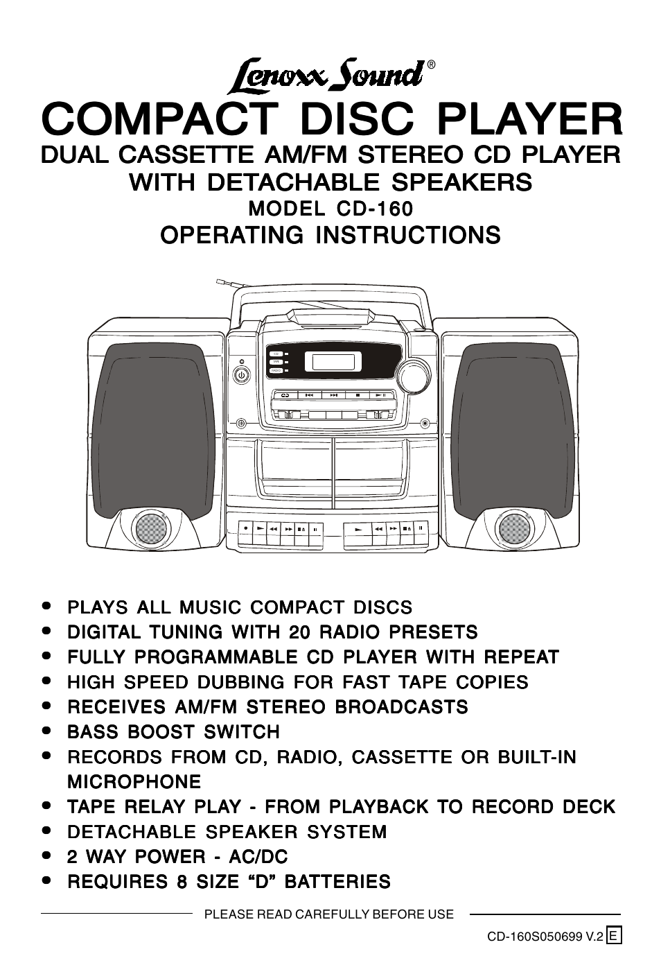 Lenoxx Electronics CD-160 User Manual | 23 pages