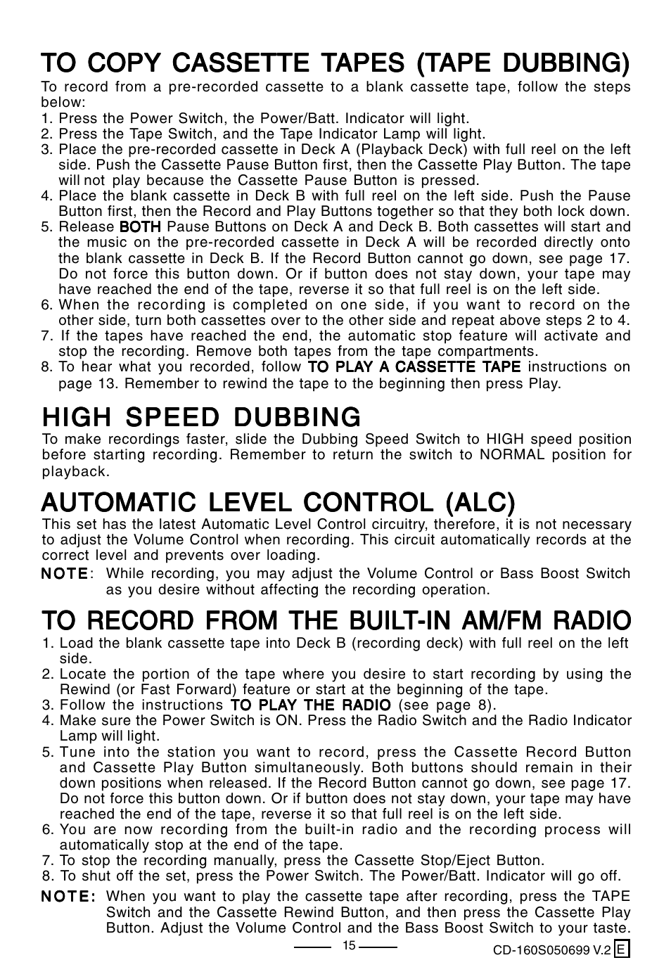 High speed dubbing | Lenoxx Electronics CD-160 User Manual | Page 16 / 23