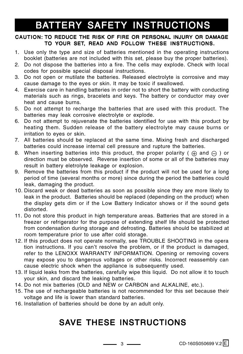 Lenoxx Electronics CD-160 User Manual | Page 4 / 23