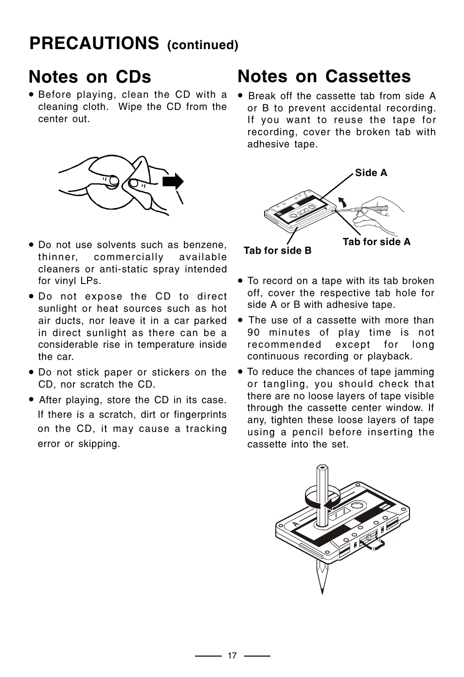 Precautions | Lenoxx Electronics CD-210 User Manual | Page 18 / 21